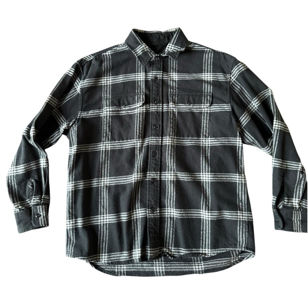 American Eagle Men's Black & White Checkered Long Sleeve Flannel Shirt - Size‎ M - Picture 2 of 9